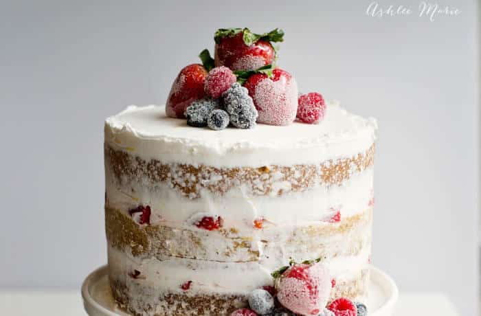 Naked Cake With Candied And Sugared Berries Ashlee Marie 