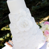 Cascading Wild Rose Wedding Cake