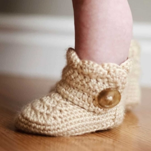 Crochet wrap around button infant boots- girls and boys