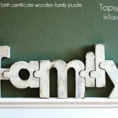 Marriage and Birth certificate family wooden puzzle