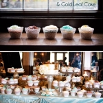 Metallic & Turquoise wedding cake & cupcakes