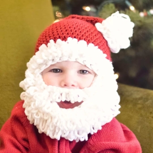 Double loop crochet Santa beanie pattern - infant to adult