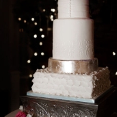 Silver Leaf fondant and lace wedding cake