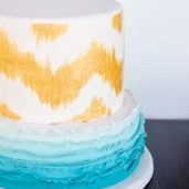 Gold Hand Painted & Ombre Ruffle Birthday Cake
