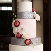 Edible Sequins & Gumpaste Flowers Wedding Cake