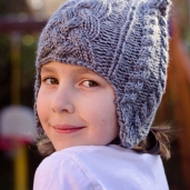 Cable Knit Beanie pattern with earflaps- child