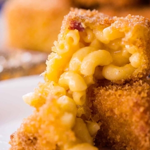 Deep Fried Mac and Cheese Bites with Summer Sausage