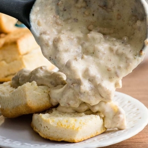 Six ingredient Biscuits and Sausage Gravy recipe