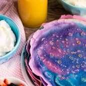 Galaxy Unicorn Crepes with Glitter Buttermilk Syrup Recipe and Video