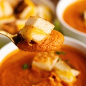 Homemade Tomato Soup with Grilled Cheese Croutons - recipe video