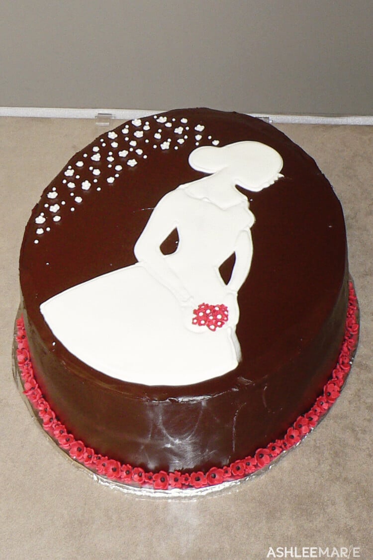 royal icing bride on shower cake