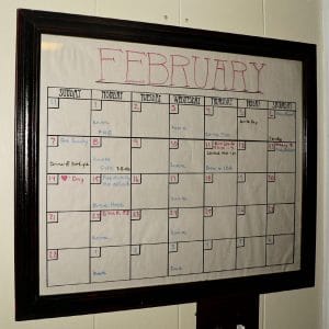picture frame dry erase calendar