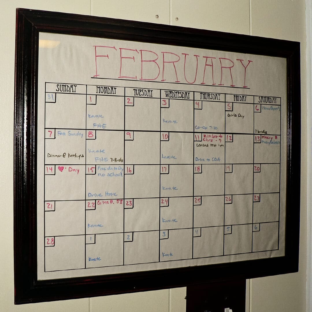 glass dry erase calendar