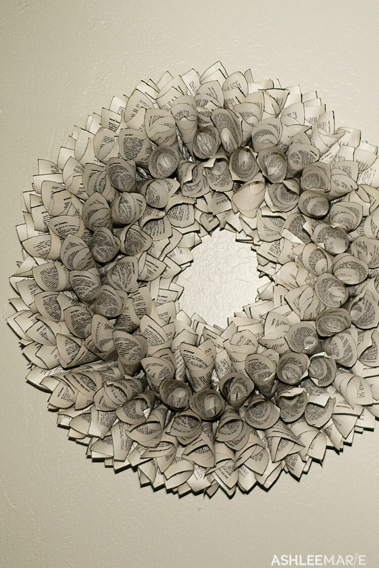 book pages rolled wreath