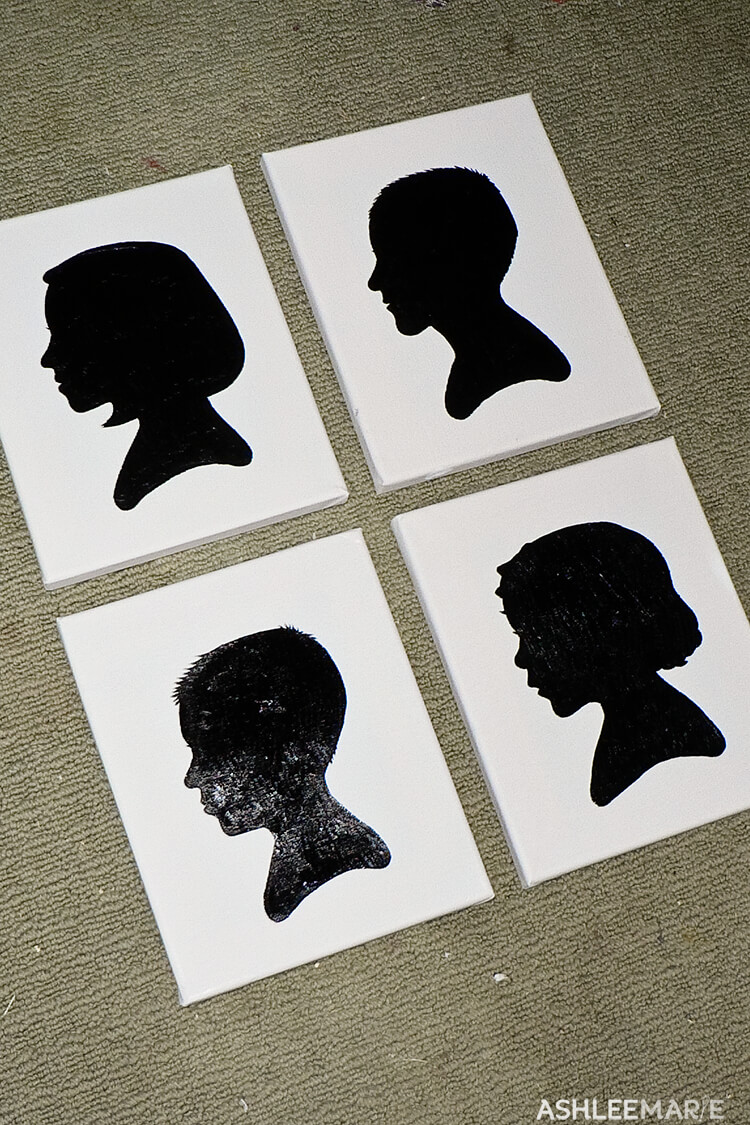kids profile silhouette canvas art