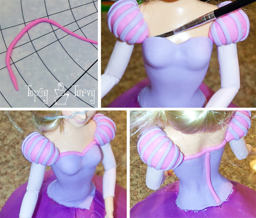 Princess Rapunzel barbie birthday cake tutorial neckline