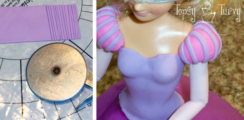 Princess Rapunzel barbie birthday cake tutorial sleeve detail