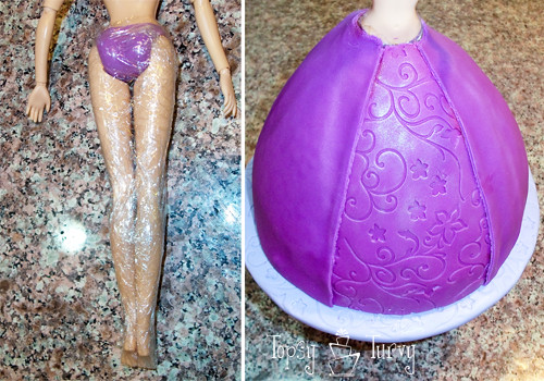 Princess Rapunzel barbie birthday cake tutorial legs