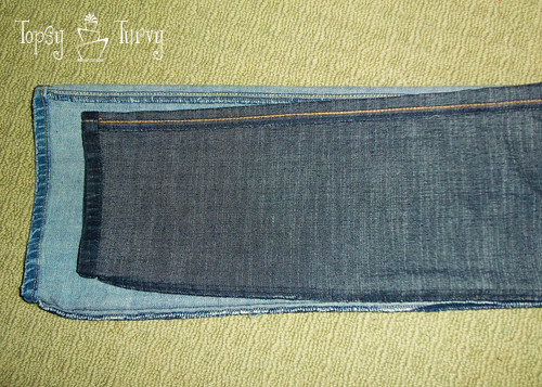 bootcut to skinny jean makeover upcycled trimming