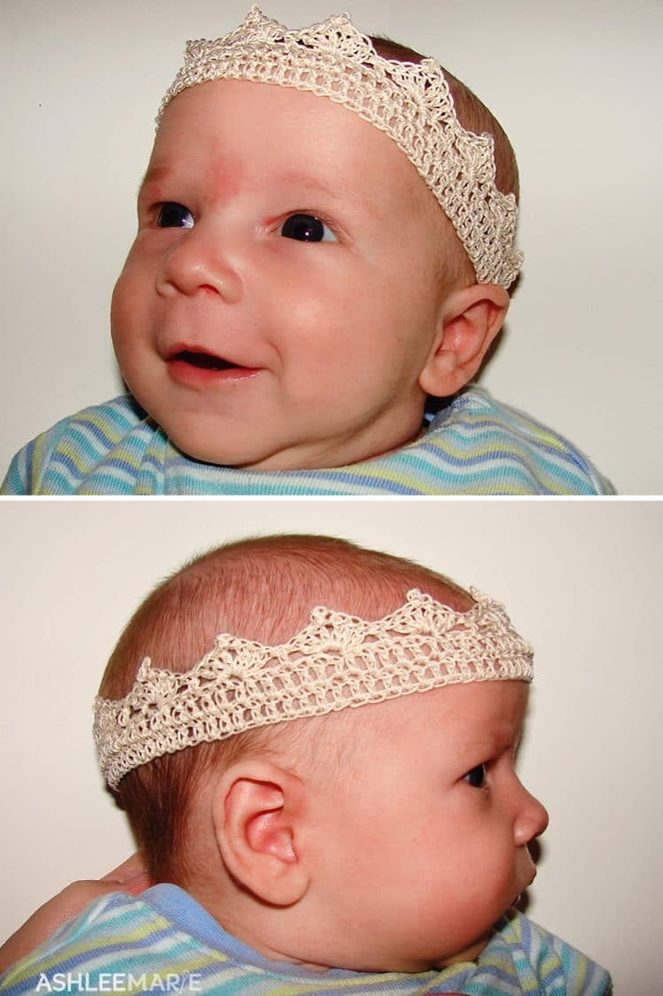 thread crochet infant crown