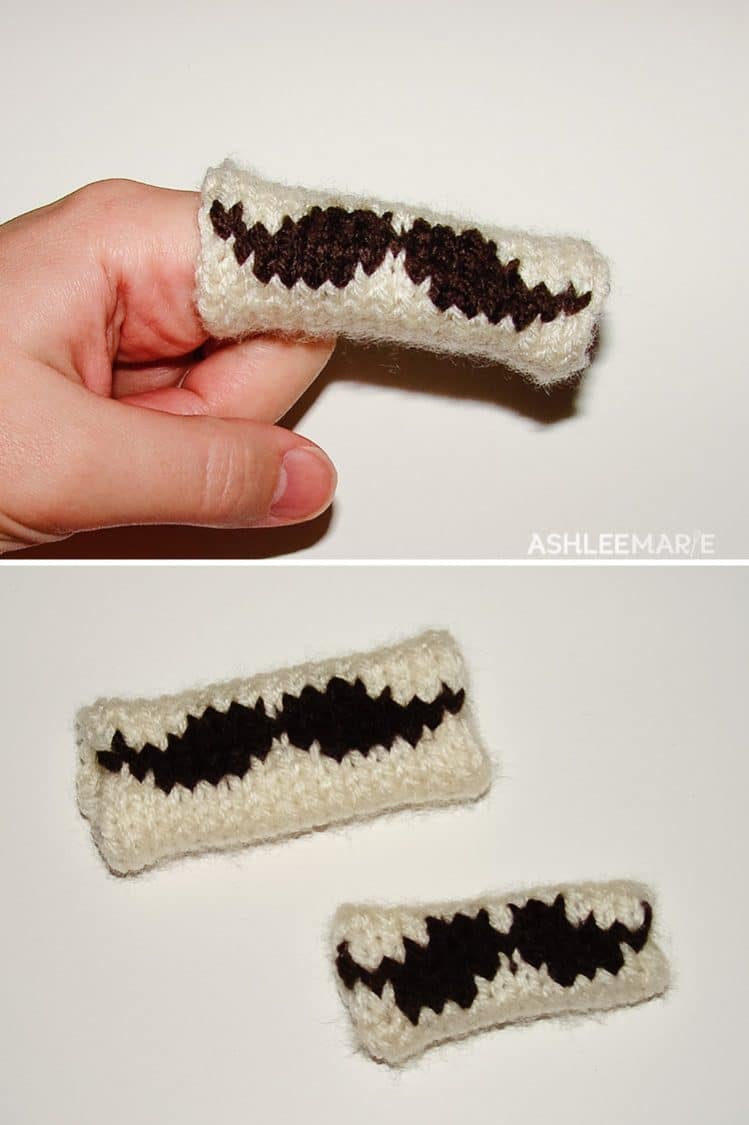 knit finger stache - wear a moustache on your finger