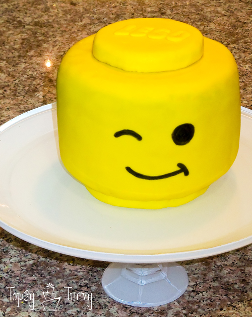 lego head fondant birthday cake