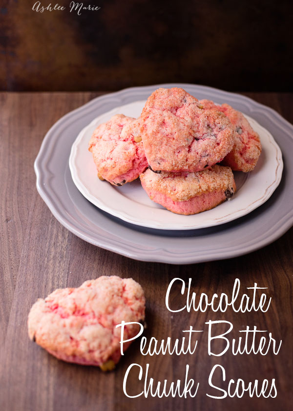 peanut butter and chocolate chunk scones taste amazing, make them pink and heart shaped scones are perfect for the ones you love
