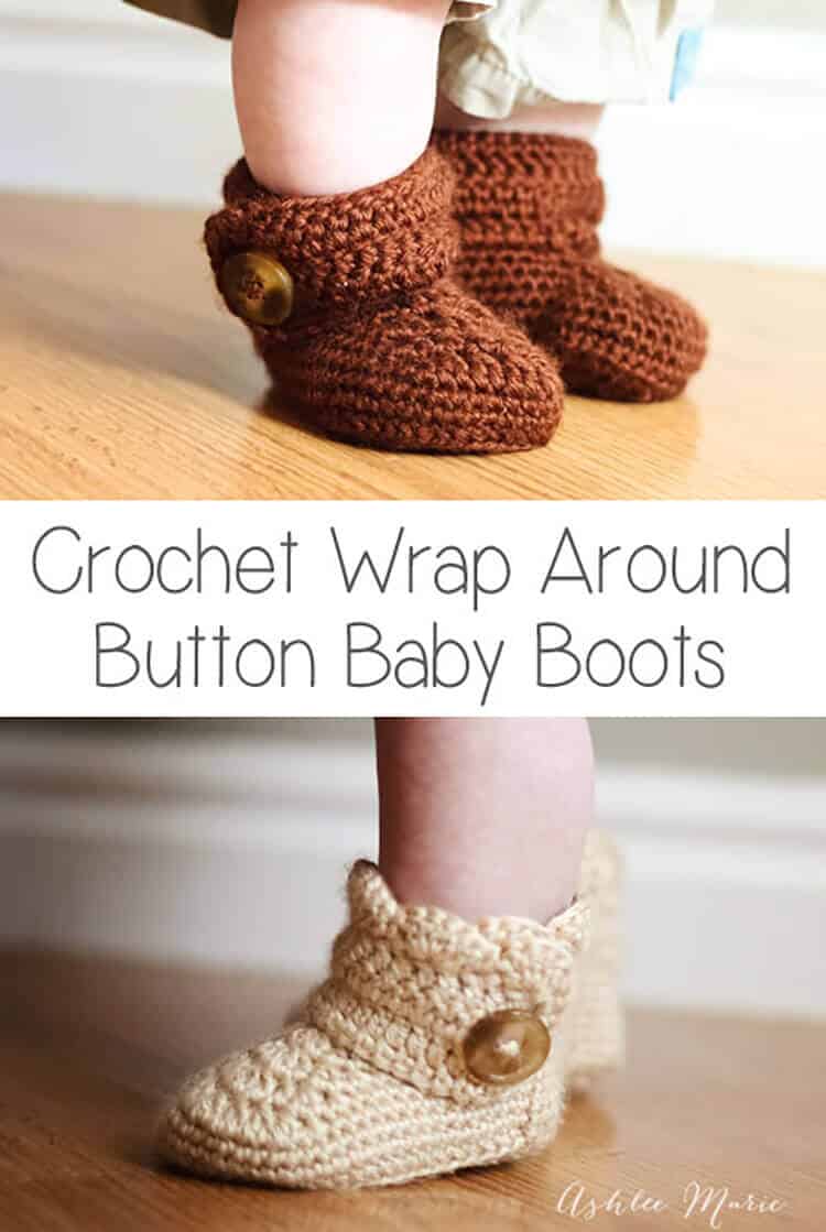 free crochet pattern for these baby sized wrap around baby boots