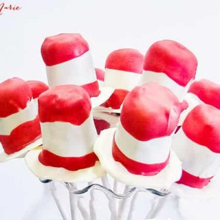 Dr. Seuss cat in the hat cake pops