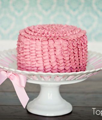 Pink buttercream ruffled smash cake