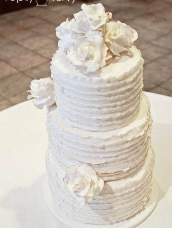 Vintage Rose Ruffled Wedding Cake