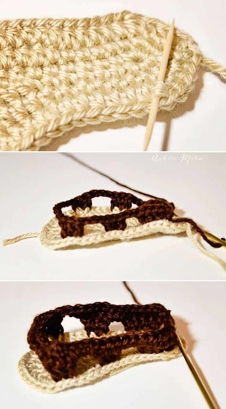 adding the sandal part of this crochet shoe