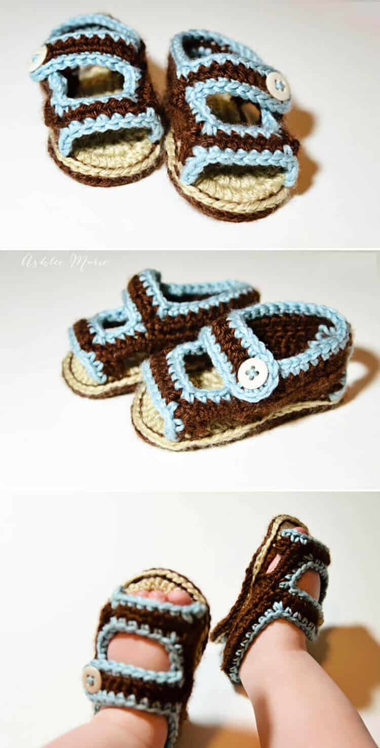 finished crochet baby sandals are cute, fun and soft for your babies feet