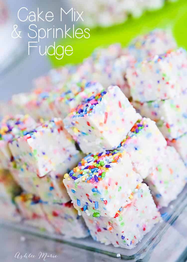 Everyone loves this Cake Mix and Sprinkles white chocolate fudge (most pinned post)
