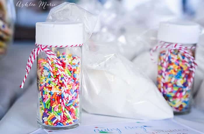 cake mix and sprinkles party favors