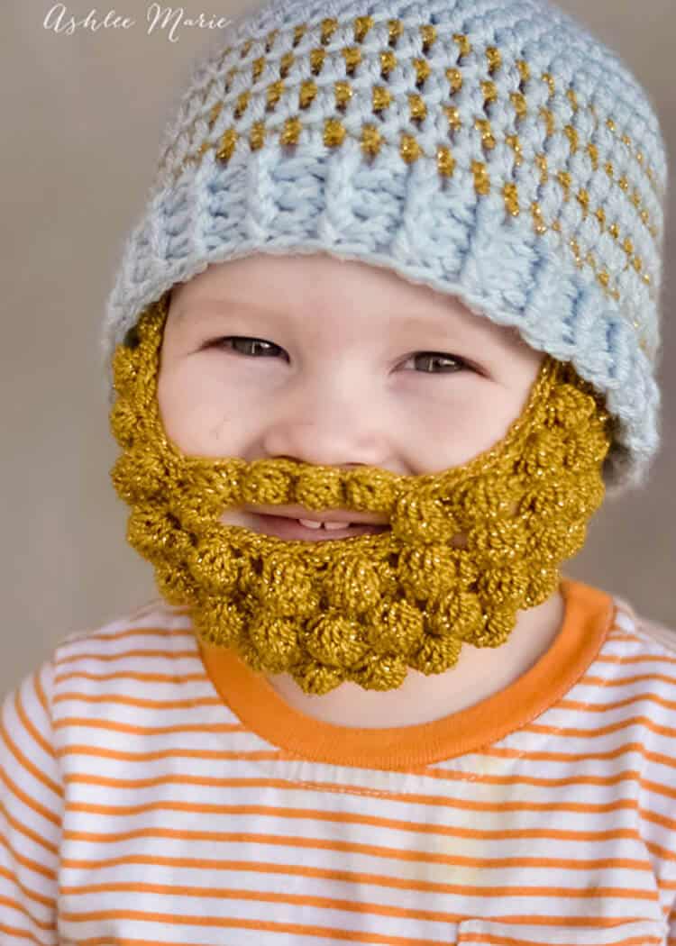 bearded baby, this bobble stitch makes an amazing beard