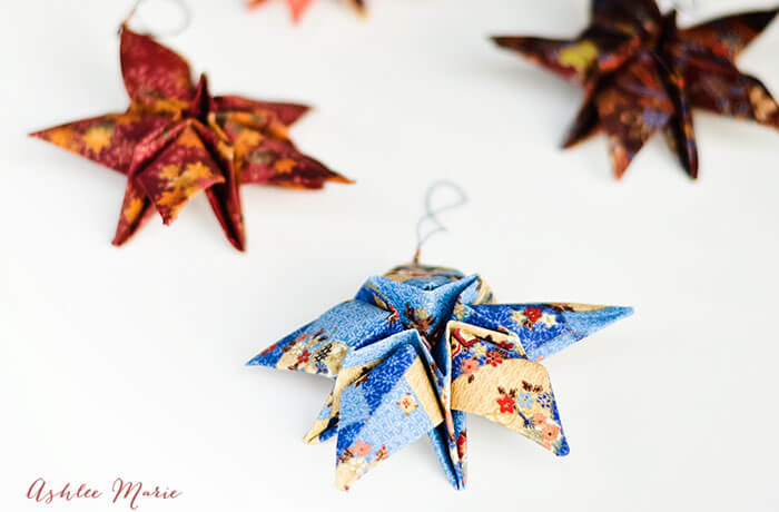 fabric origami star ornaments