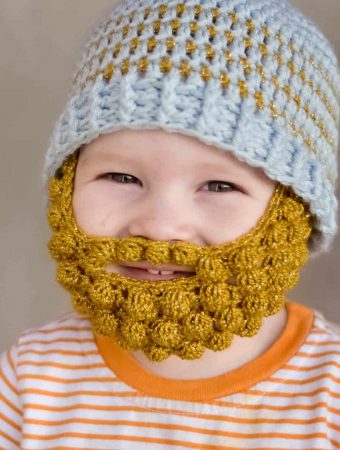 free pattern for a crochet bobble beard to attach to your favorite beanie