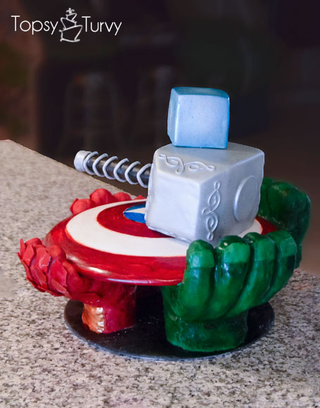 avengers-carved-birthday-cake-Tesseract-hammer-shield-hands-glove