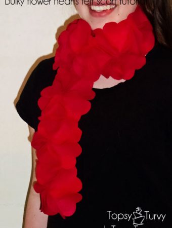 Bulky flower hearts felt scarf tutorial