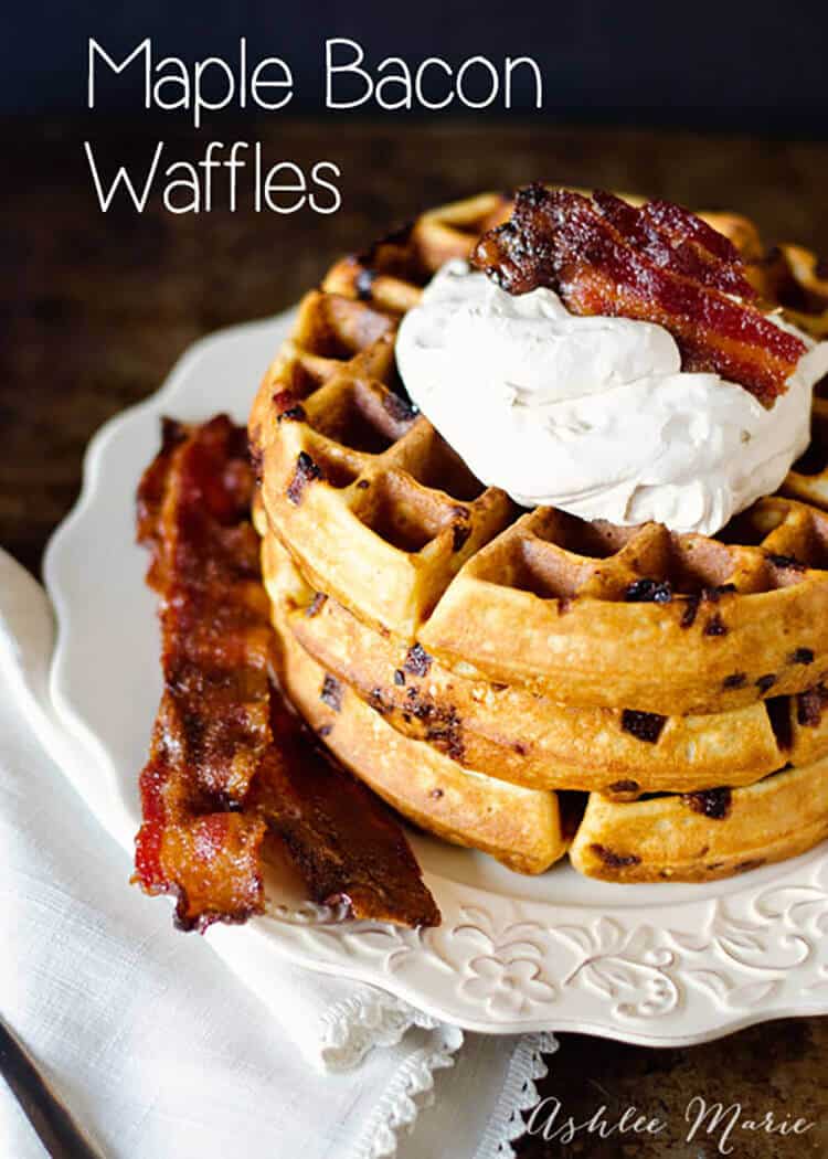 I love waffles, bacon, maple and fresh whipped cream, putting them all together makes an amazing breakfast