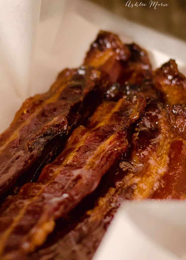this baked candied bacon is so easy and delicious