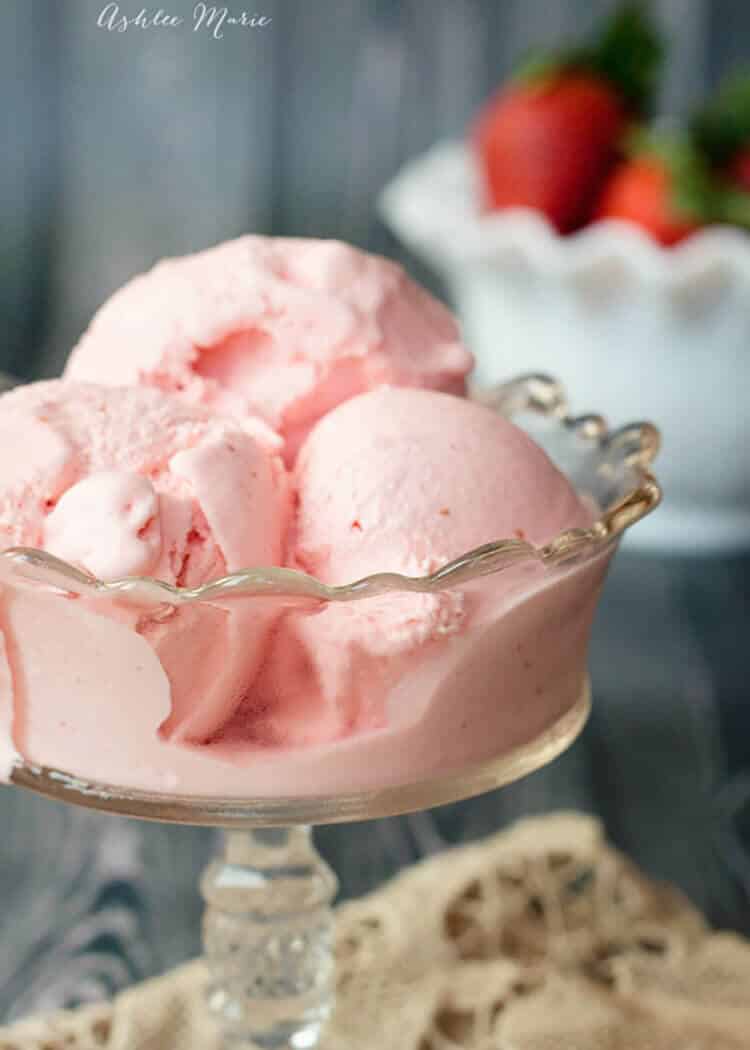 this creamy strawberry ice cream has citrus juice in to bring out the bright flavors