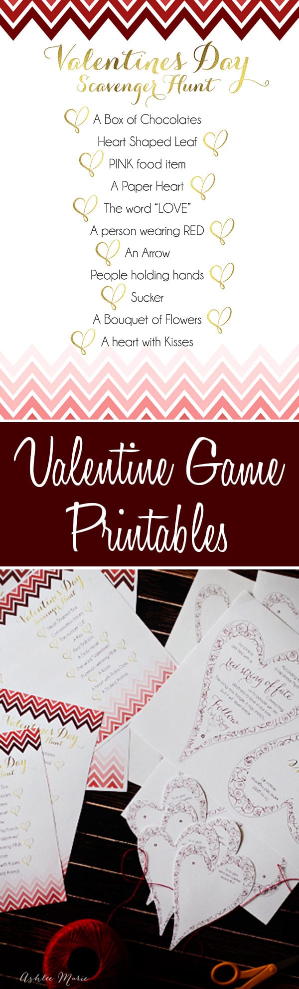 free printables for two versions of a valentines scavenger hunts