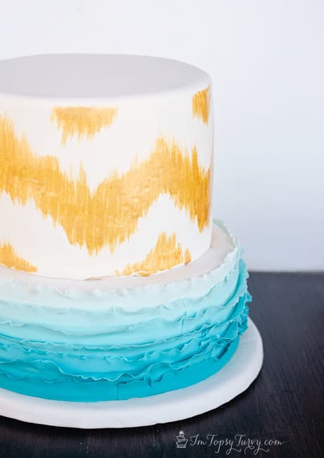gold-hand-painted-ombre-ruffle-birthday-cake