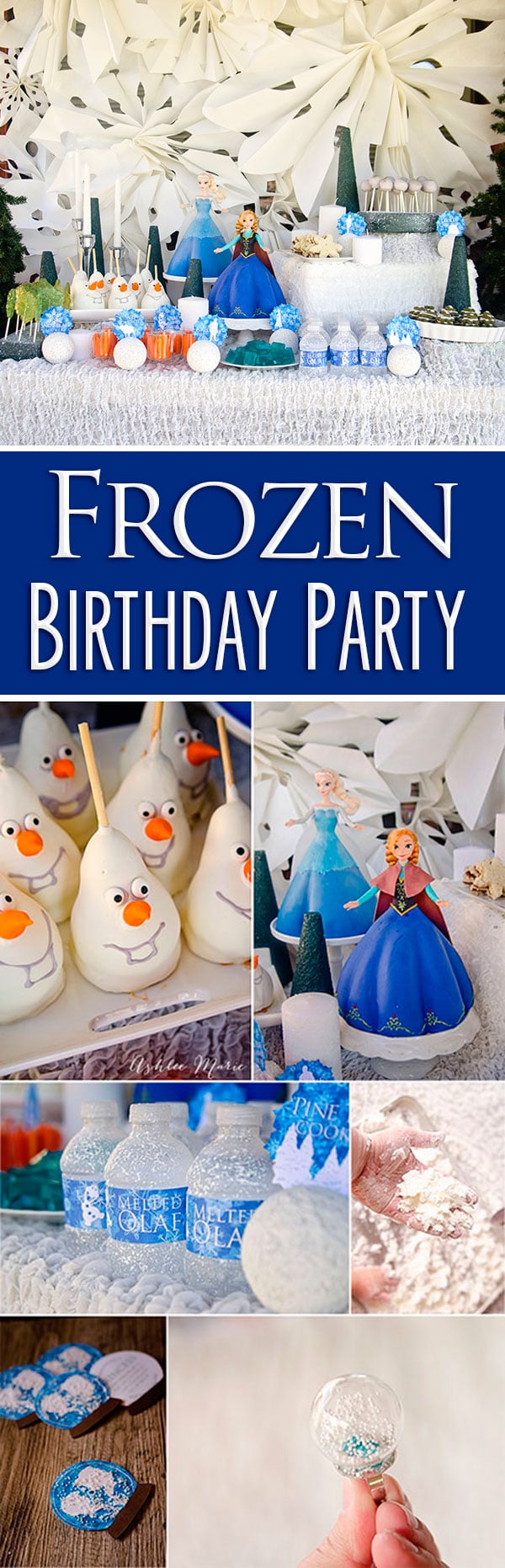 Frozen is the birthday party of the year and this full party is no exception.  Tons of themed movie party food, cake tutorials, decorations and crafts! show your disneyside with a Frozen party