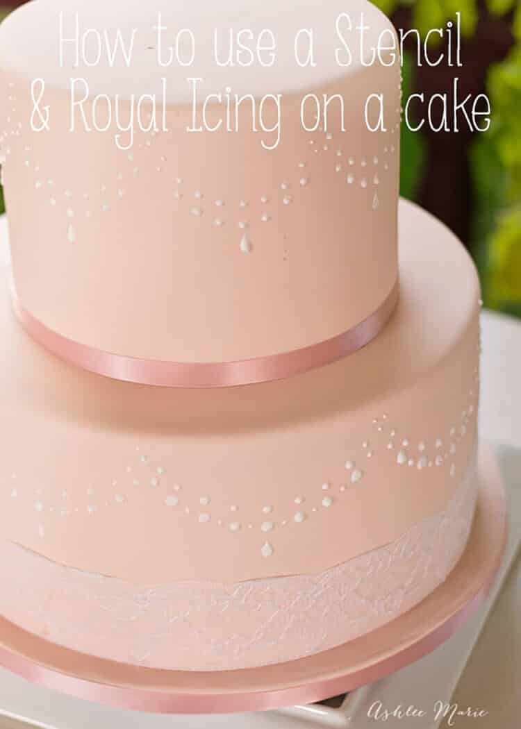 a full video tutorial on how to use a stencil to get perfect and repetitive royal icing decorations onto a fondant cake