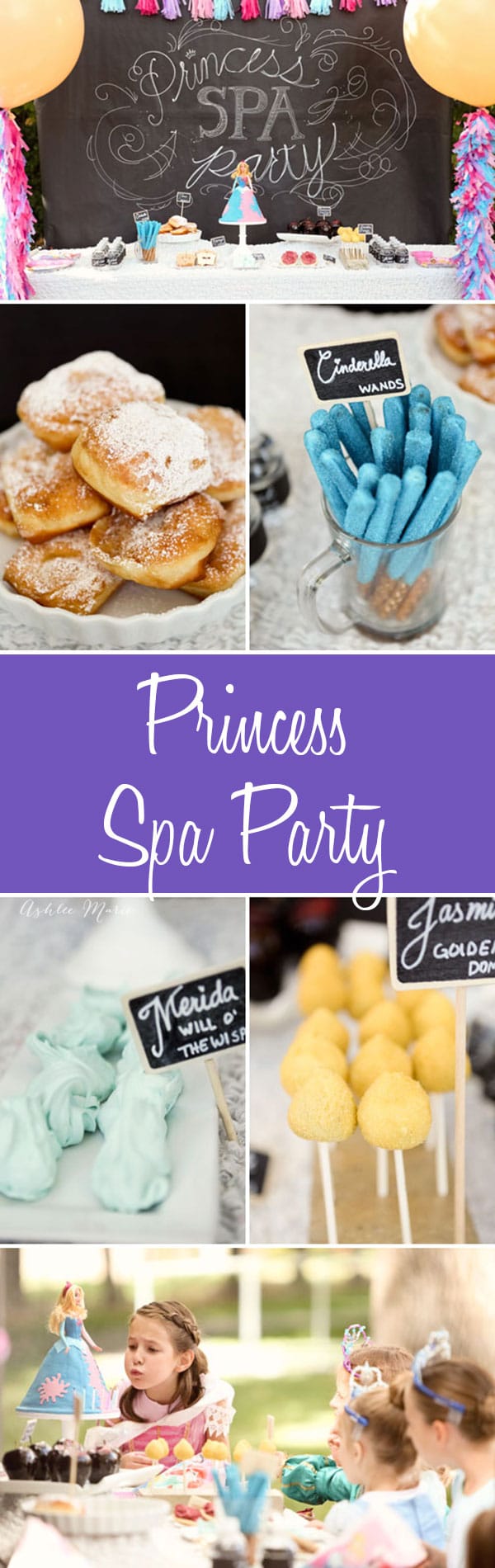 this disney princess spa party is full of fun activities, fun decor and even more themed foods and cake
