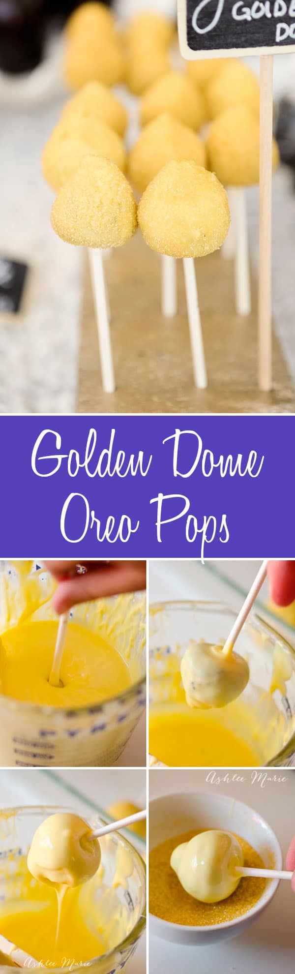 these golden dome shaped oreo cookie pops are perfect for representing jasmines palace