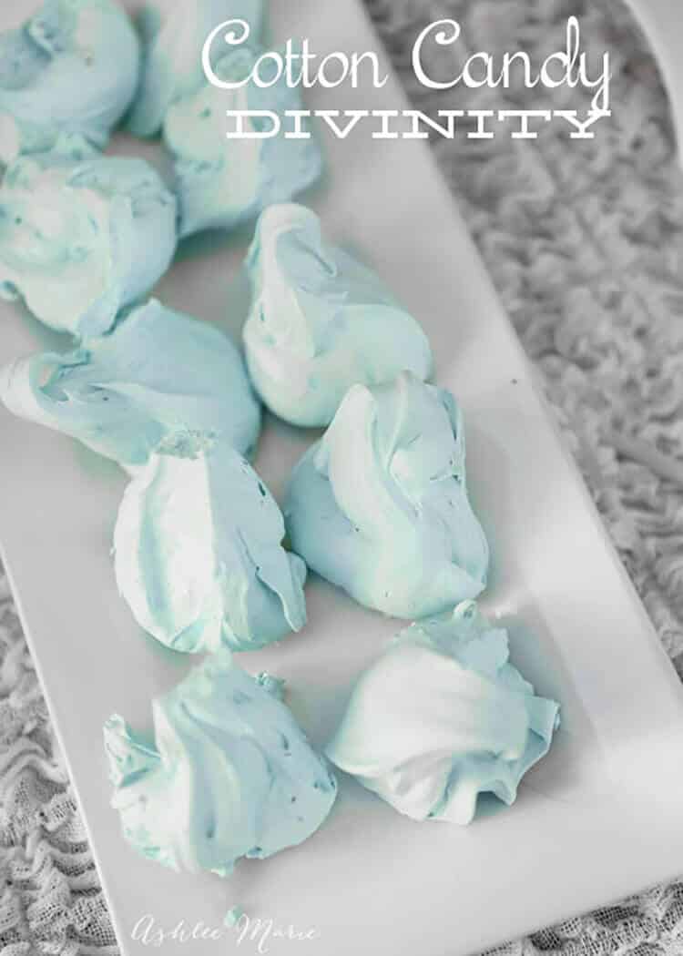 this cotton candy divinity recipe is a lovely light blue color and makes the perfect Merida Will O' the Wisps treats for a princess birthday party